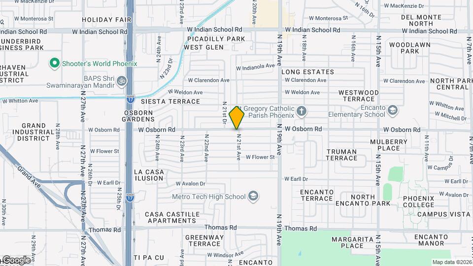 2101 W Osborn Rd Mapa y Detalles de la Ubicación