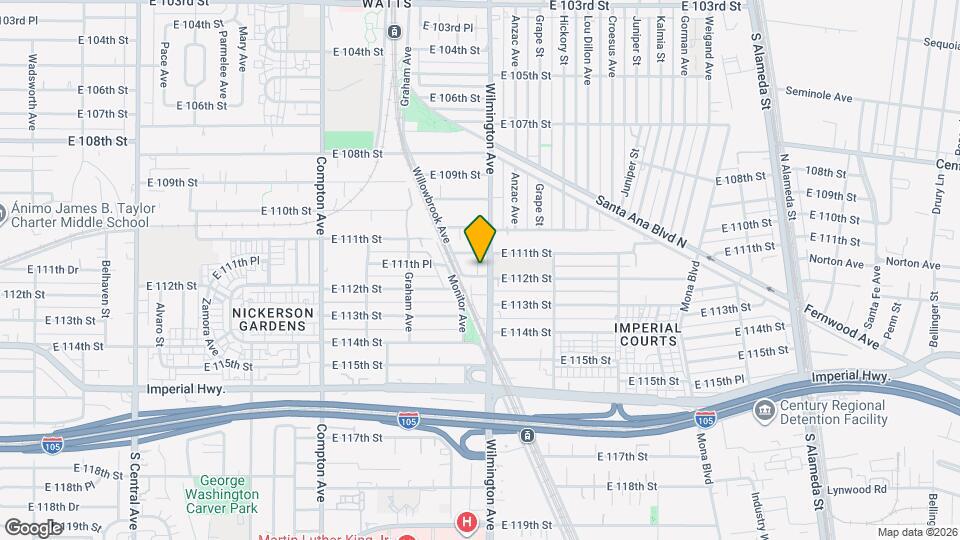 11121 1/2 Wilmington Ave Map and Location Details