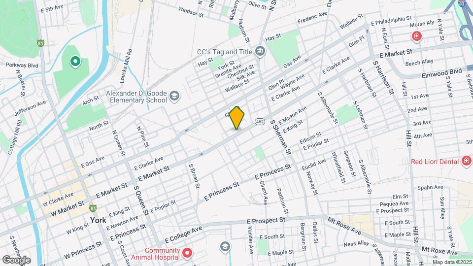 627 E Market St Map and Location Details