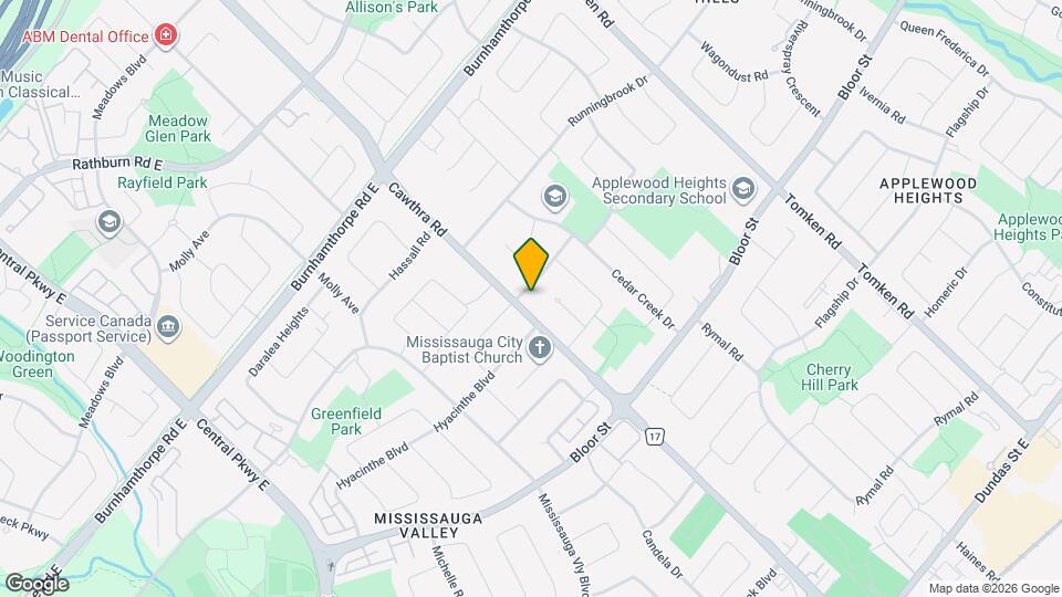 3485 Cawthra Rd Map and Location Details