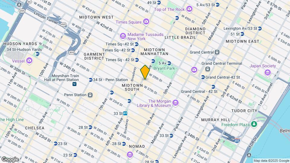 66 W 38th St Mapa y Detalles de la Ubicación