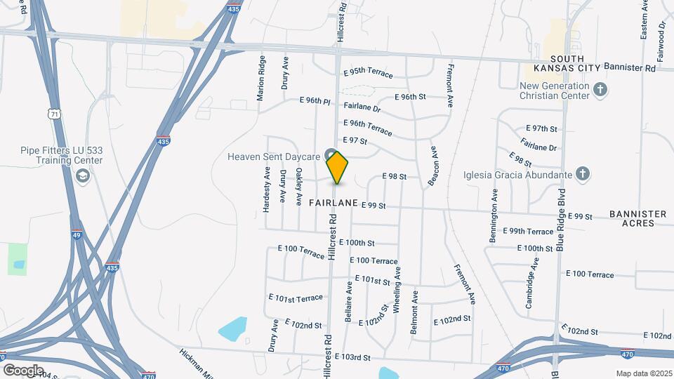 9815 Hillcrest Rd Map and Location Details