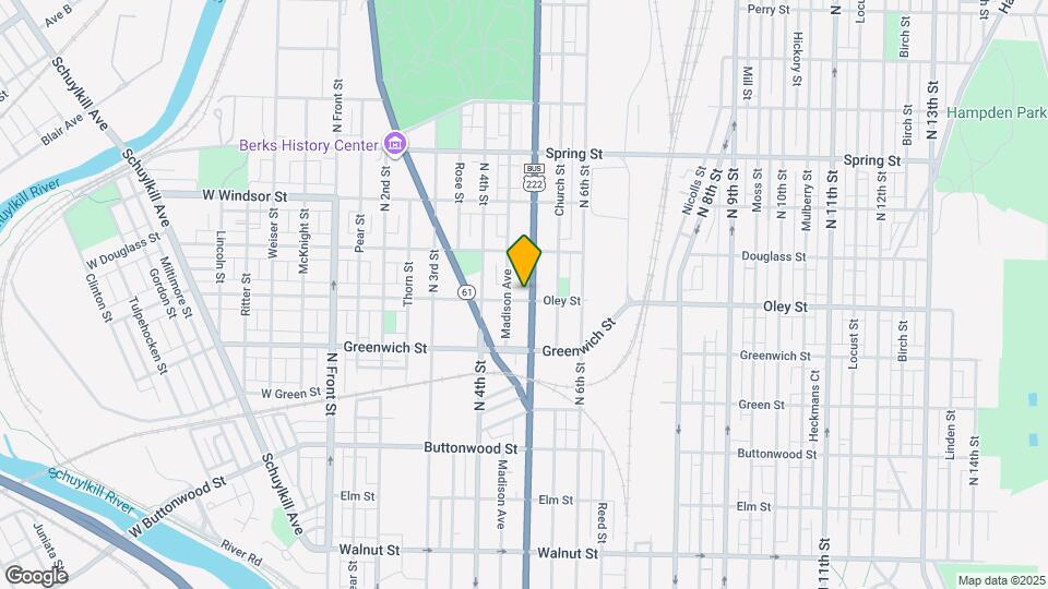 445 Oley St Map and Location Details