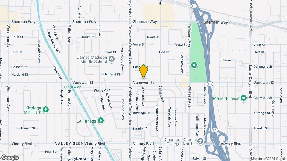 12801 Vanowen St Mapa y Detalles de la Ubicación