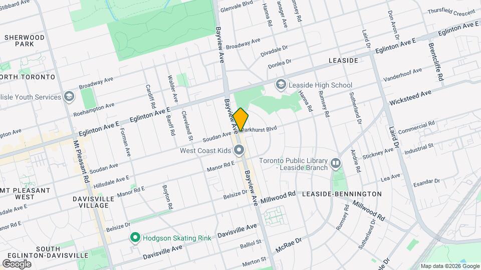 1727a Bayview Ave Map and Location Details