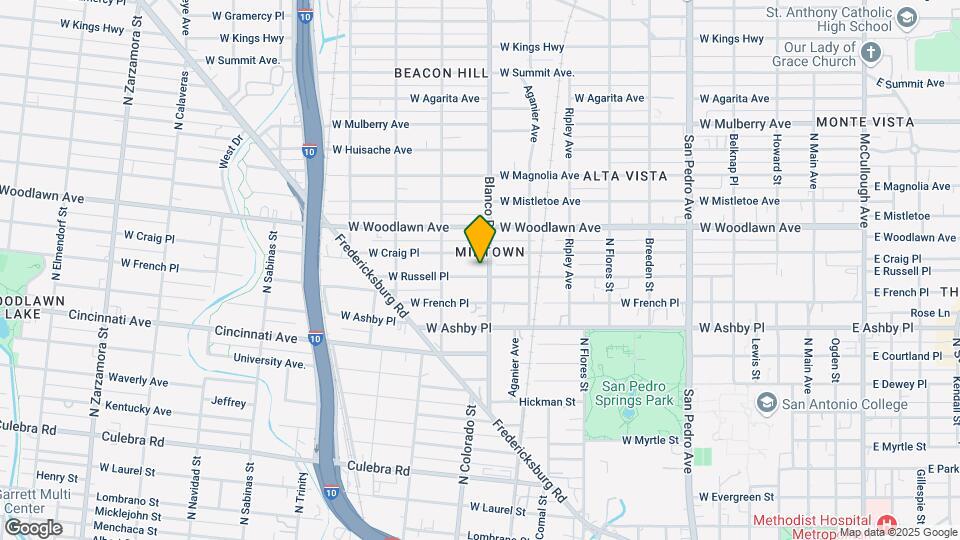 1107 W Russell Pl, Unit 1 BR Map and Location Details