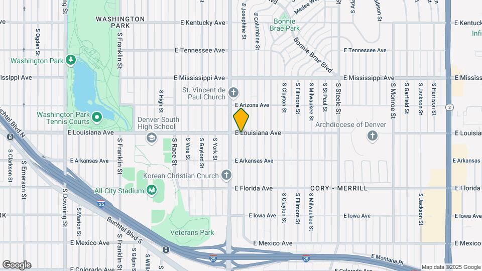 1305 S Josephine St Map and Location Details