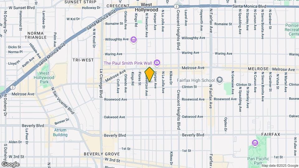 616 N Sweetzer Ave Mapa y Detalles de la Ubicación