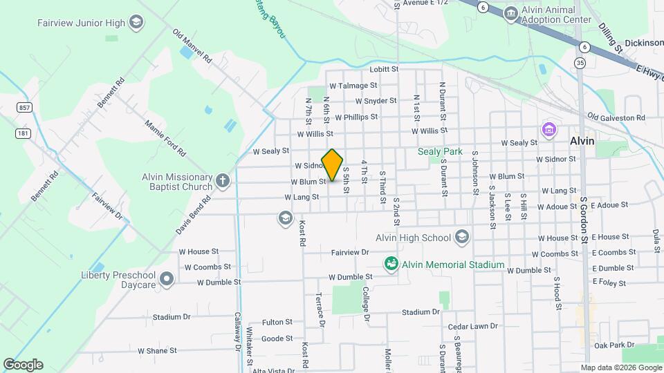 1521 W Blum St Map and Location Details