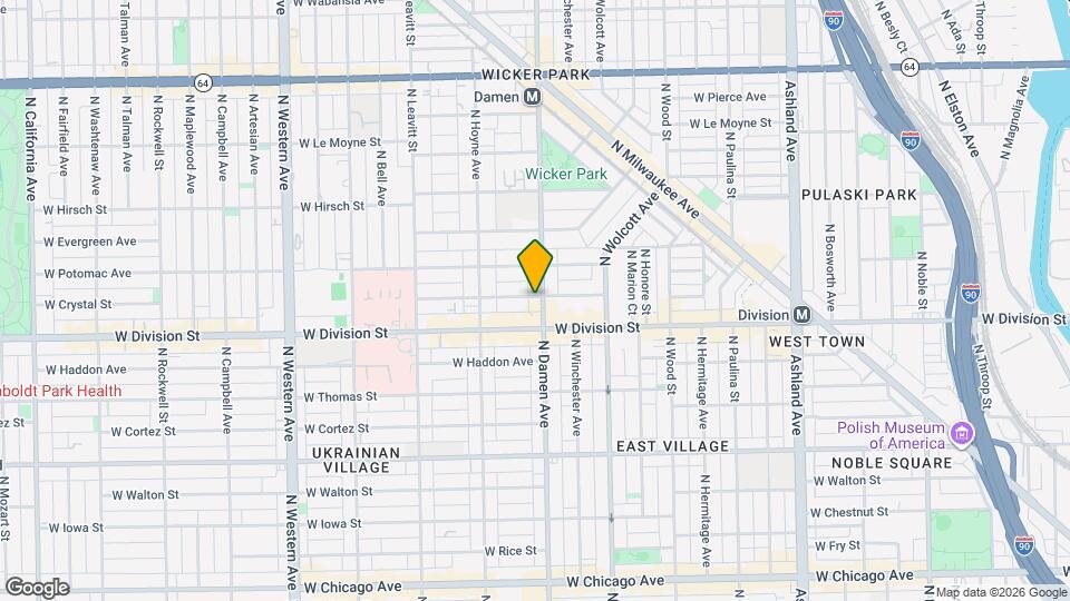 1222 N Damen Ave, Unit 3F Mapa y Detalles de la Ubicación