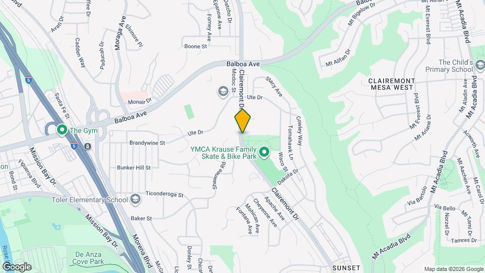 3664 Clairemont Dr, Unit 1C Map and Location Details