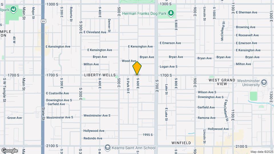 1704 S 600 E, Unit Room for Rent Map and Location Details