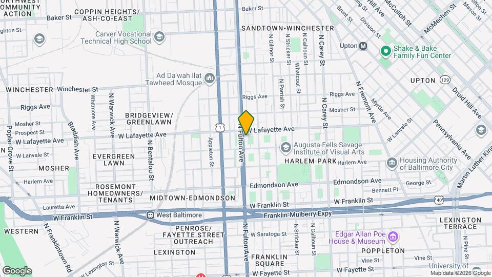 825 N Fulton Ave, Unit C Map and Location Details