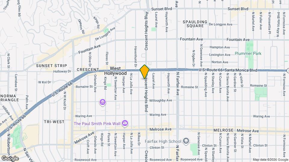 1021 N Crescent Heights Blvd Map and Location Details