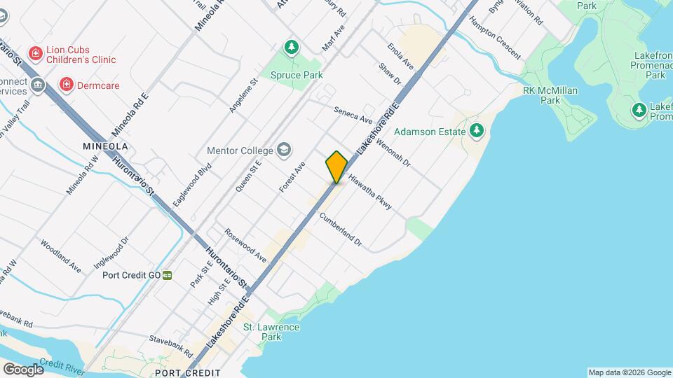 259 Lakeshore Rd E Map and Location Details