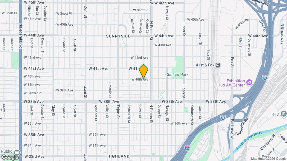 1750 W 40th Ave Map and Location Details