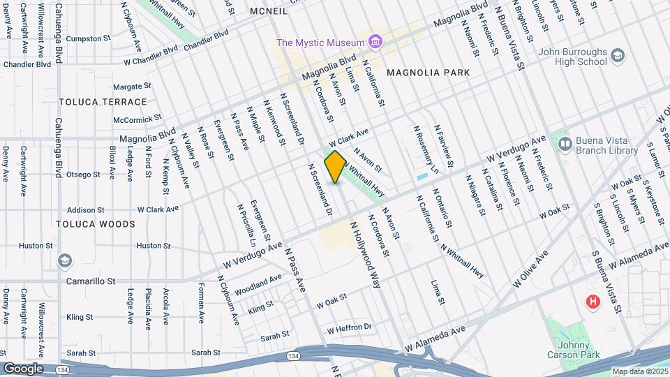 647 N Hollywood Way Mapa y Detalles de la Ubicación
