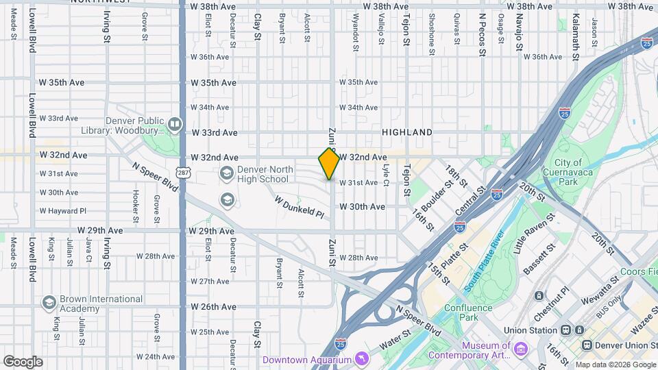 3075 Zuni St Map and Location Details