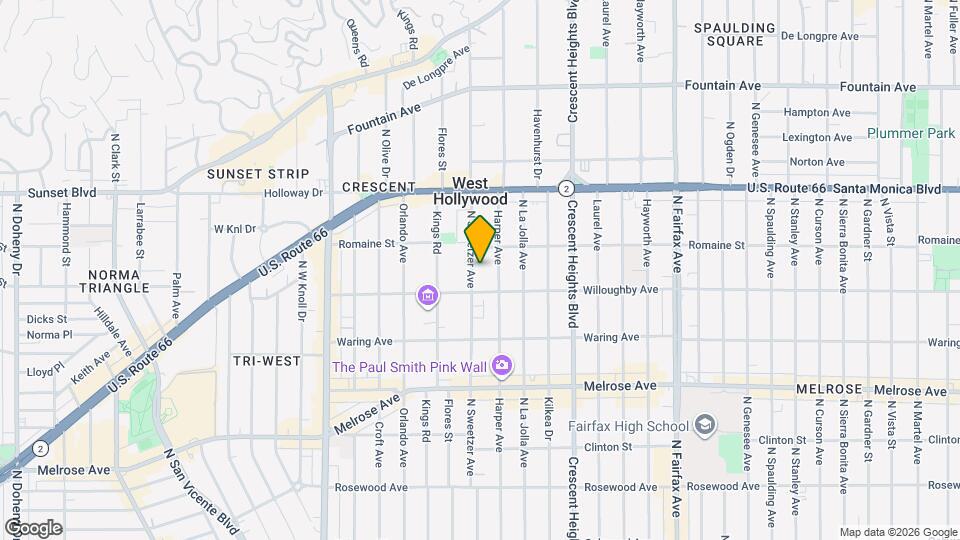 926 N Sweetzer Ave, Unit 2 Map and Location Details