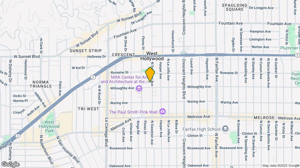 911 N Sweetzer Ave Map and Location Details