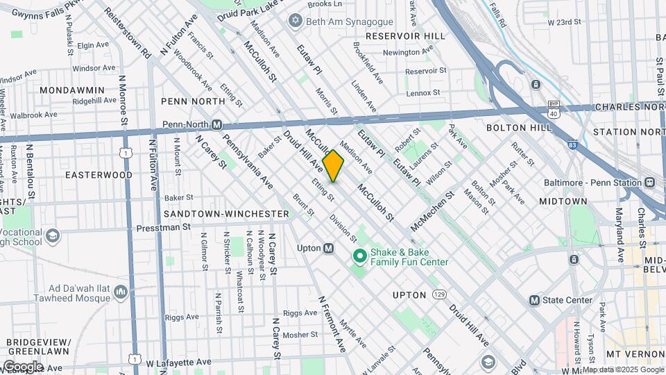 1936 Druid Hill Ave Map and Location Details