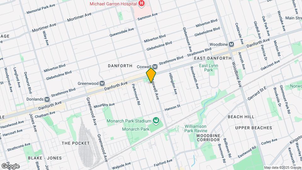 676 Coxwell Ave Map and Location Details