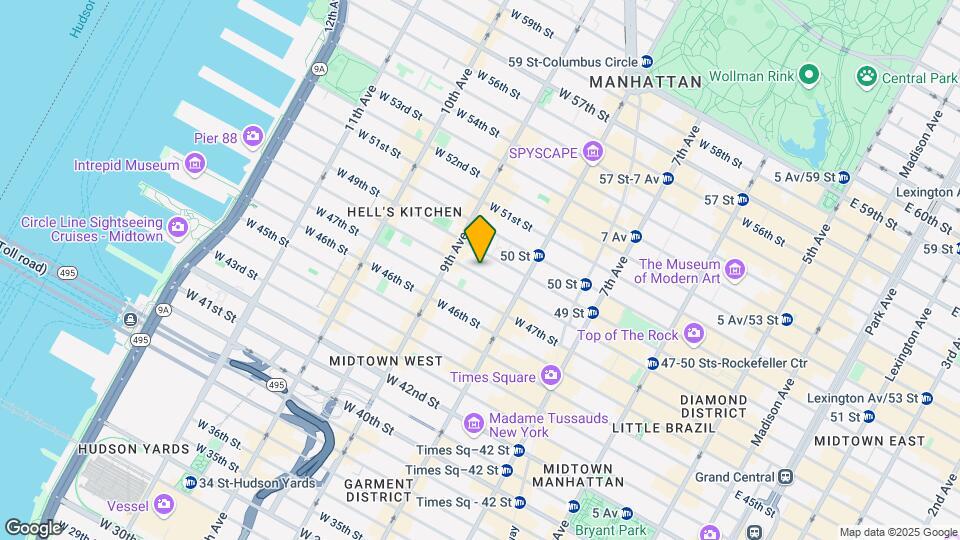 345-347 W 48th St Mapa y Detalles de la Ubicación