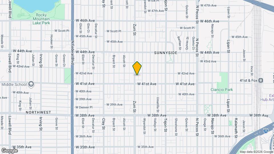 4134 Zuni St Map and Location Details