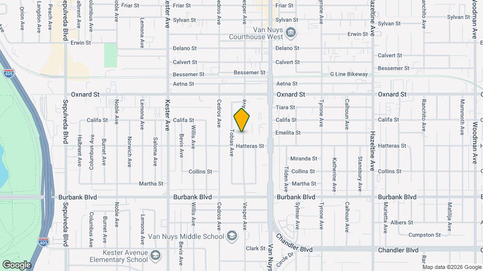 5823 Vesper Ave Map and Location Details