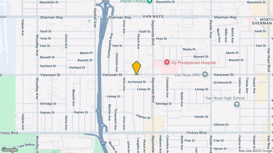 15404 Vanowen St Map and Location Details