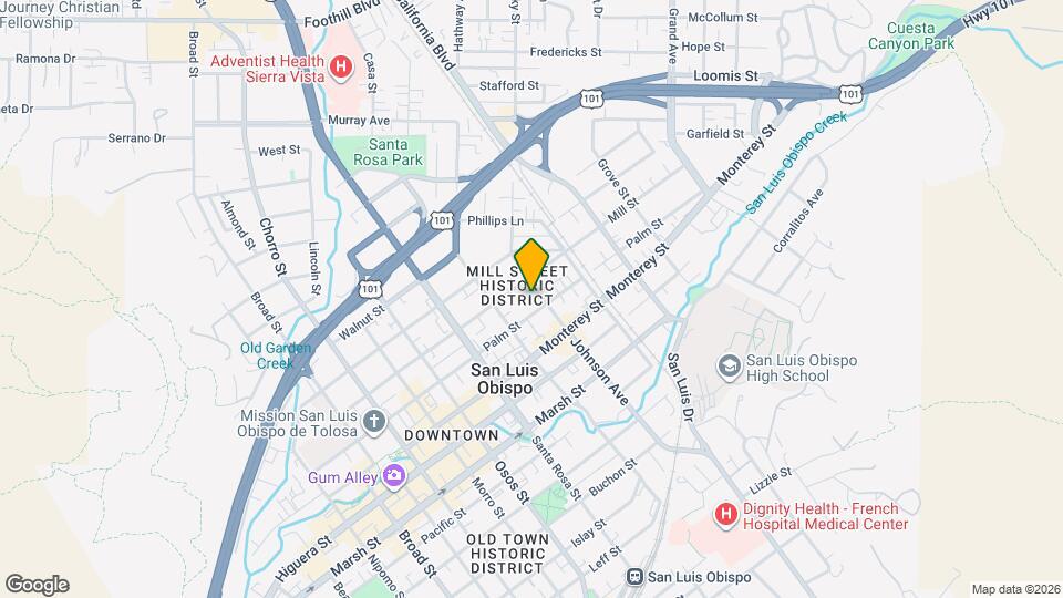 1258 Palm St Map and Location Details