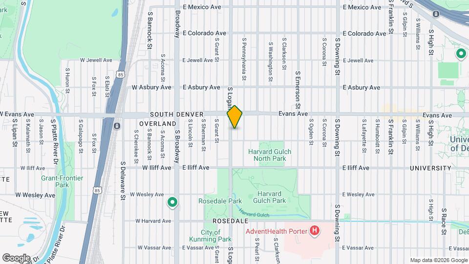 2160 S Logan St Map and Location Details