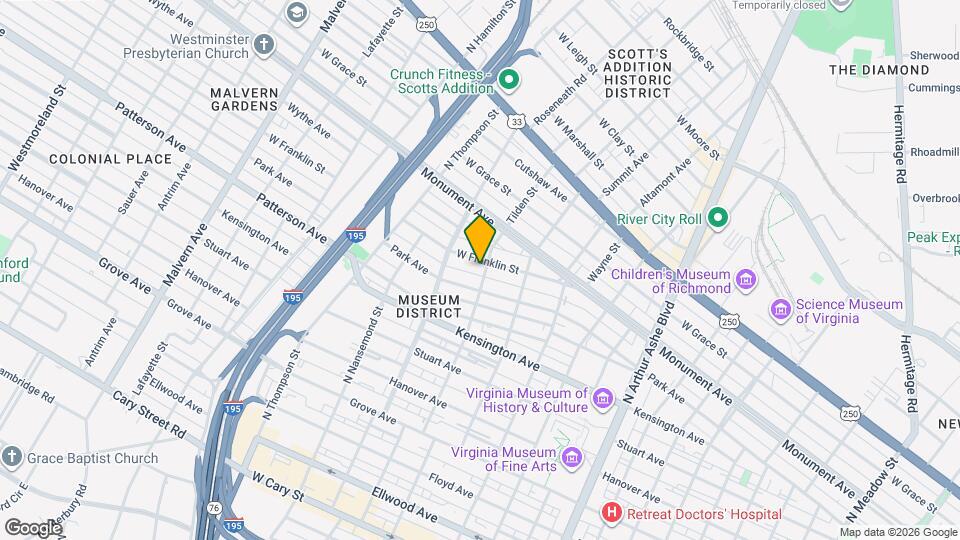 3301 W Franklin St, Unit Garden Studio Map and Location Details