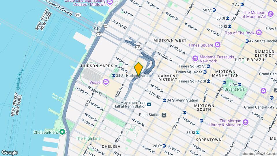 445 W 35th St Map and Location Details