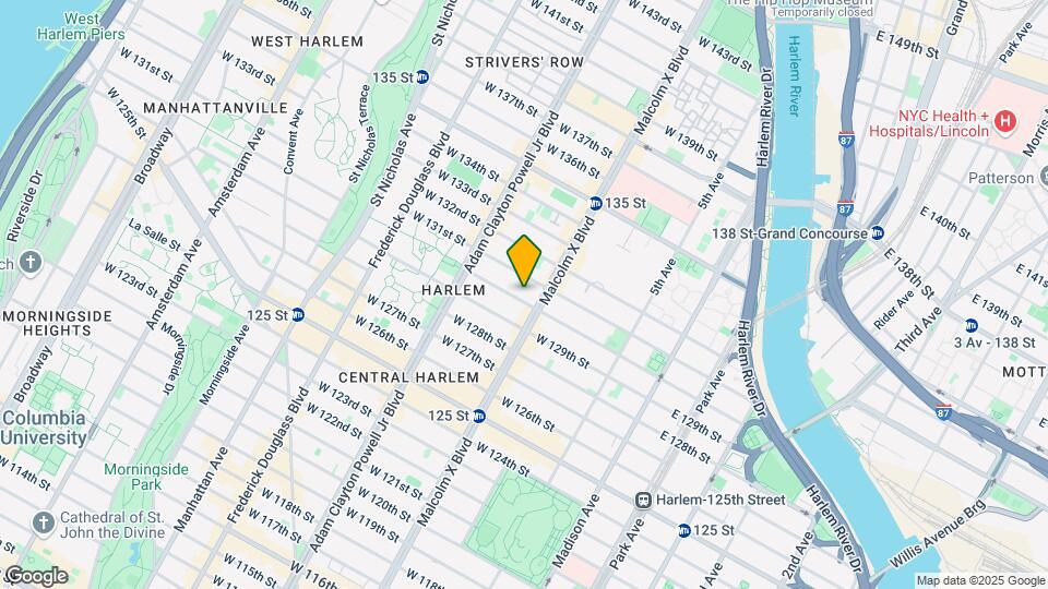 105 W 130th St Mapa y Detalles de la Ubicación