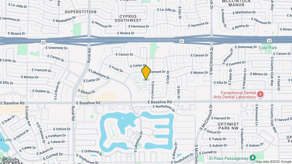 1223 E Baker Dr Mapa y Detalles de la Ubicación