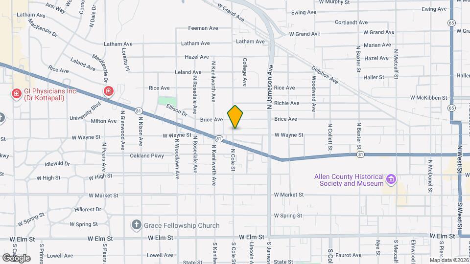 1178 W Wayne St Map and Location Details