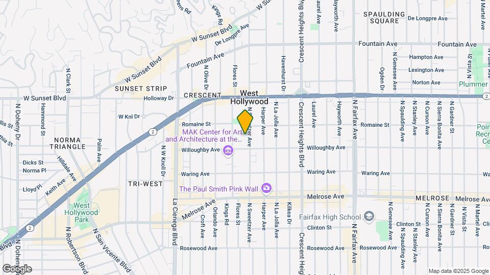 925 N Sweetzer Ave Mapa y Detalles de la Ubicación