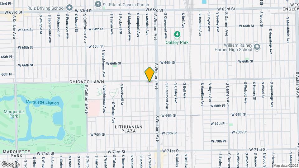 6707 S Artesian Ave Map and Location Details