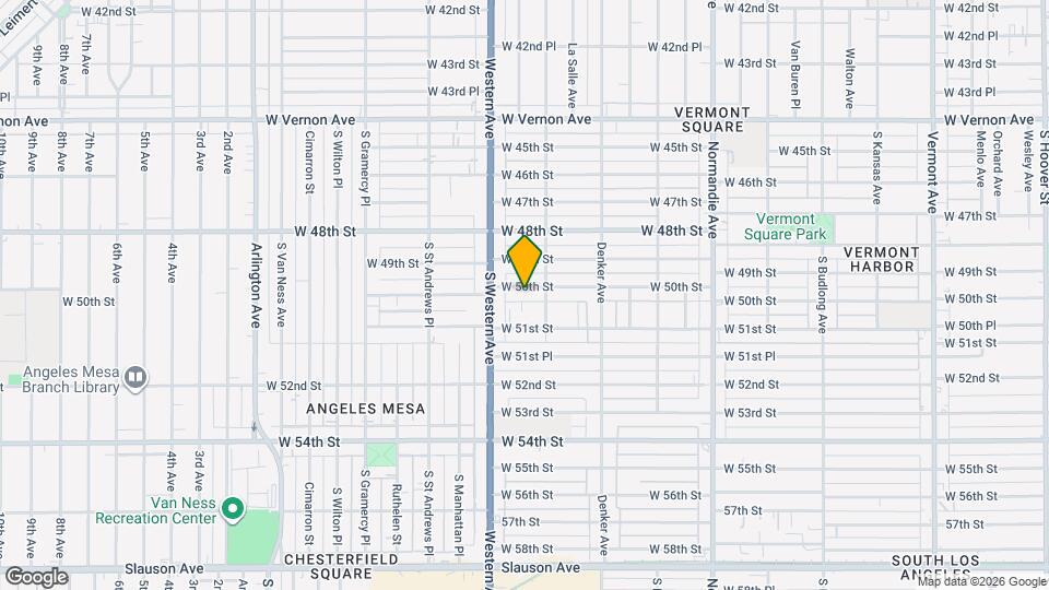 1624 1/2 W 50th St, Unit Back unit Map and Location Details