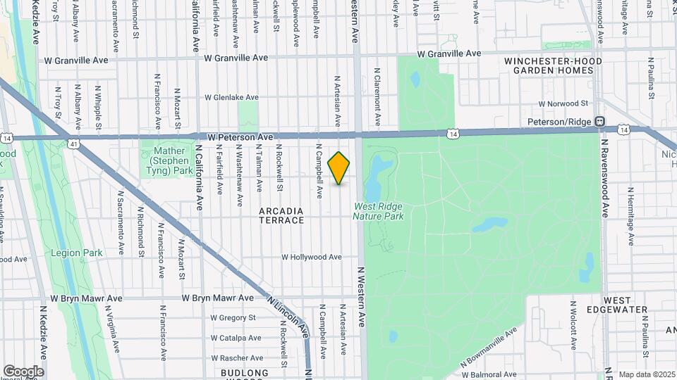 5844 N Artesian Ave Map and Location Details