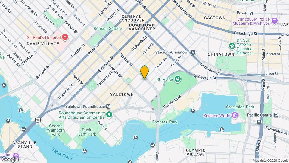 930 Cambie St., Unit 2902 Map and Location Details
