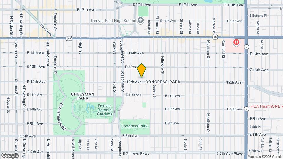 2615 E 12th Ave, Unit Upstairs Apartment Map and Location Details