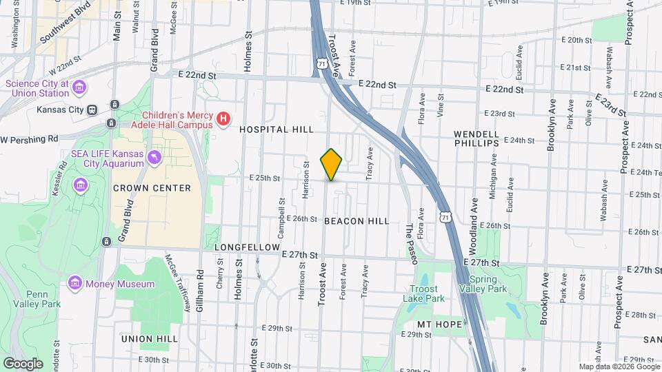 2501 Troost Ave Map and Location Details