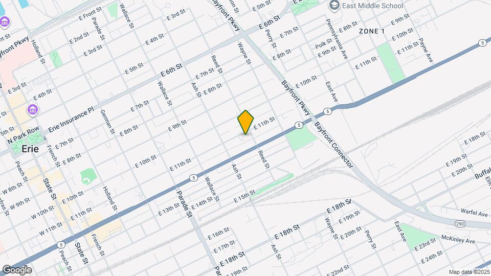 647 E 11th St Map and Location Details