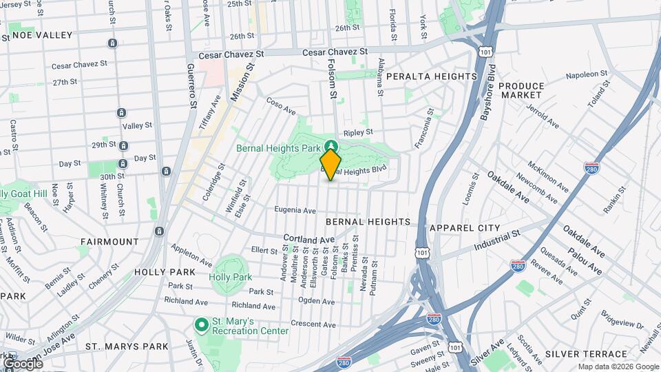 95 Gates St, Unit Stunning Bernal Apartment Map and Location Details