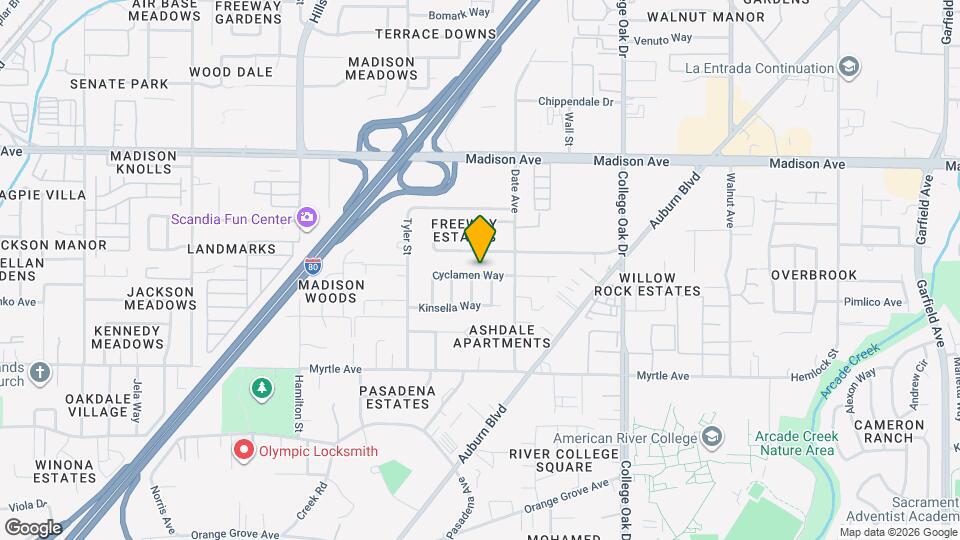 4605 Cyclamen Way Map and Location Details