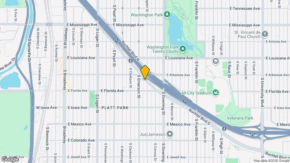 1435 S Ogden St Map and Location Details