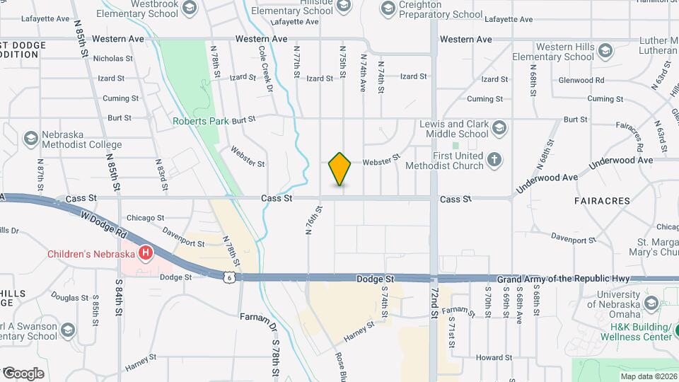 7502 Cass St Map and Location Details