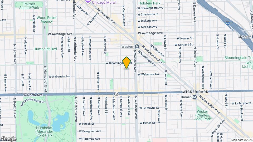 1726 N Artesian Ave Map and Location Details